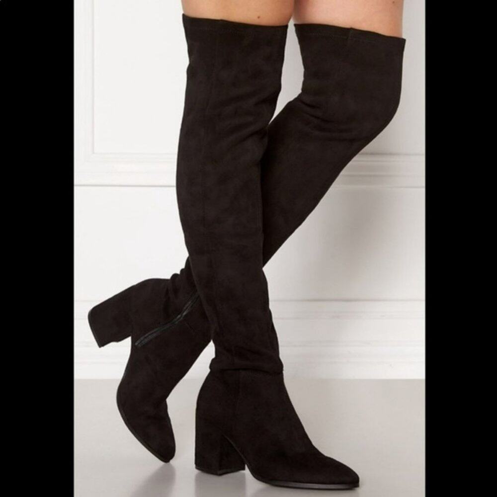 Steve Madden Jacey over-the-Knee Black Microsuede Boots Women's Size 7.5 - Picture 2 of 11